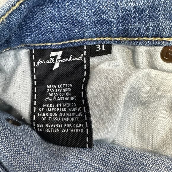 7 For All Mankind Jeans SZ 31 Medium Wash Stretch Denim Relaxed Skinny Straight - Picture 7 of 12